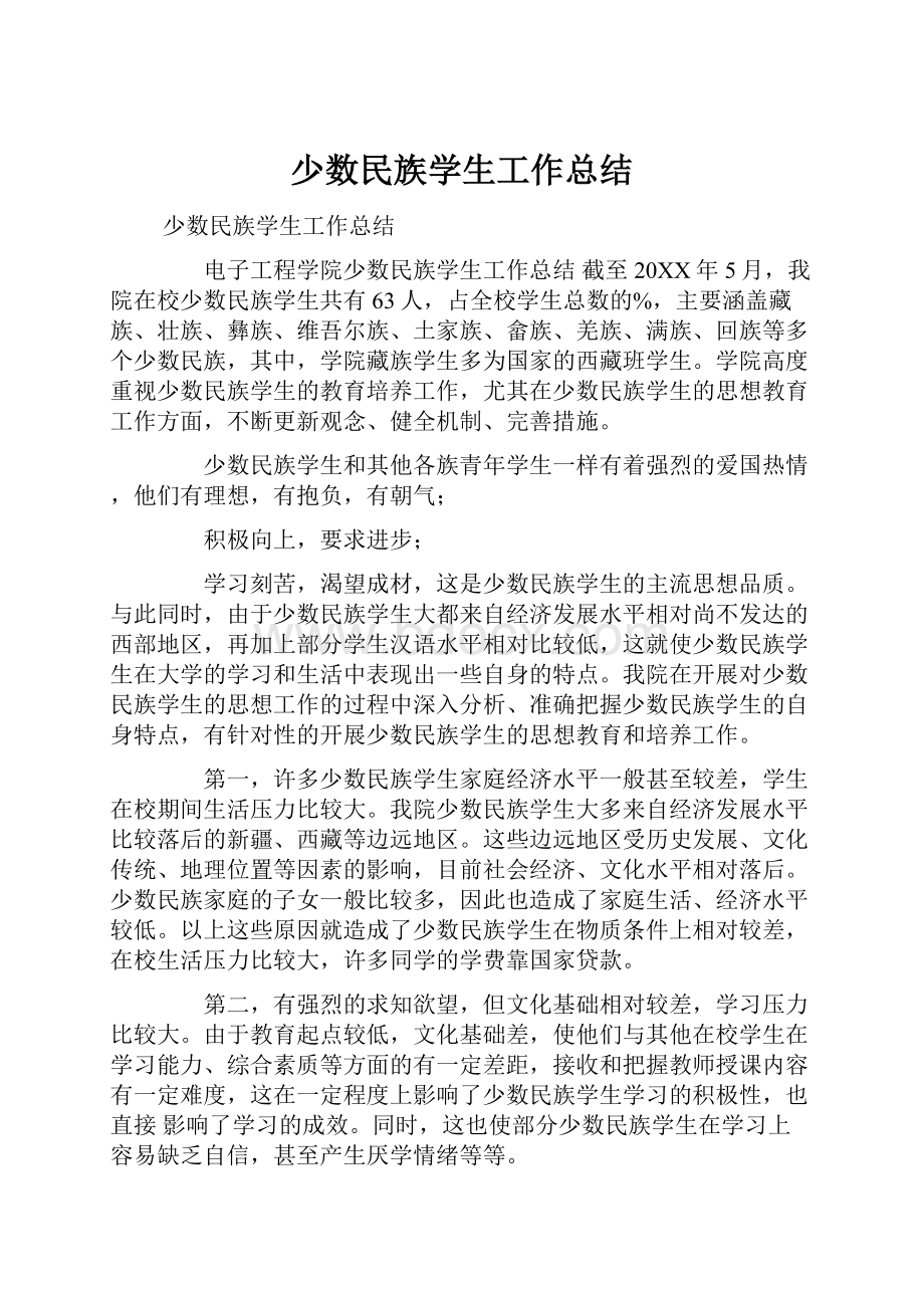 少数民族学生工作总结.docx