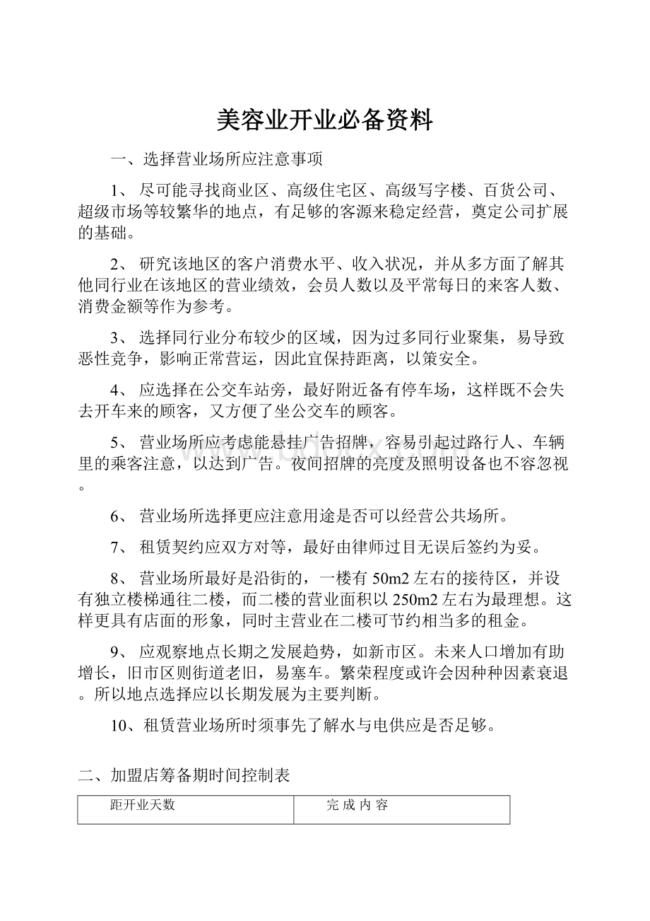 美容业开业必备资料.docx_第1页