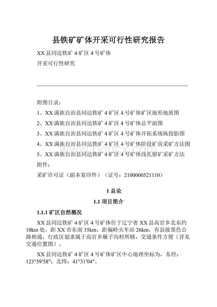 县铁矿矿体开采可行性研究报告.docx