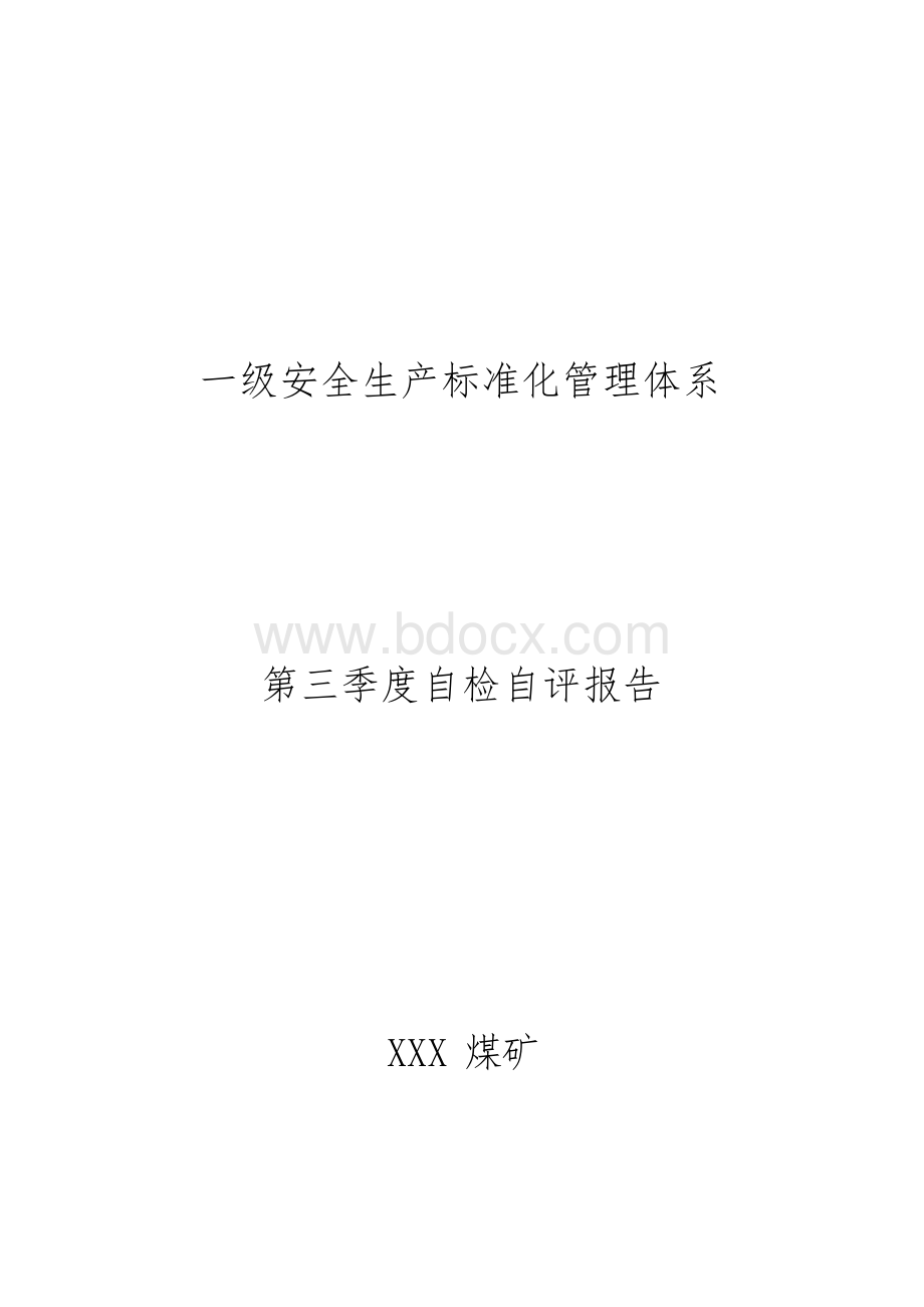 煤矿一级安全生产标准化管理体系季度自评报告.docx_第1页