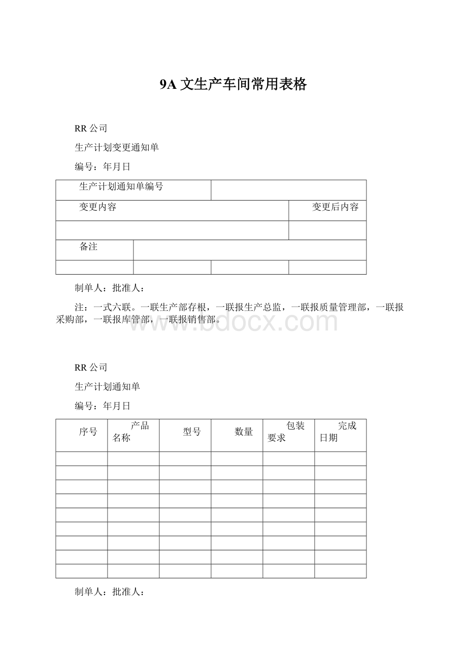 9A文生产车间常用表格.docx_第1页