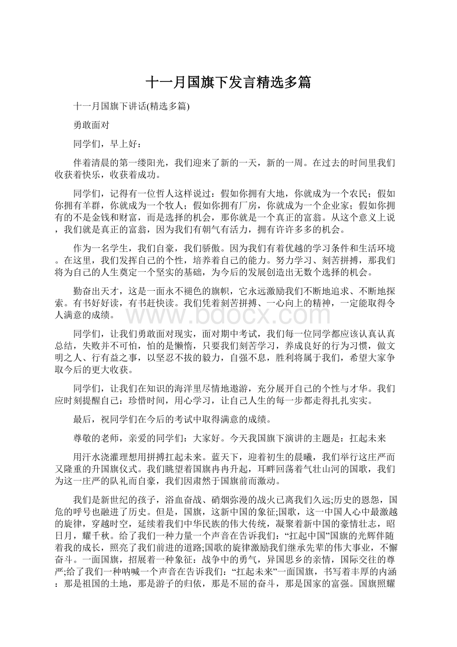 十一月国旗下发言精选多篇.docx