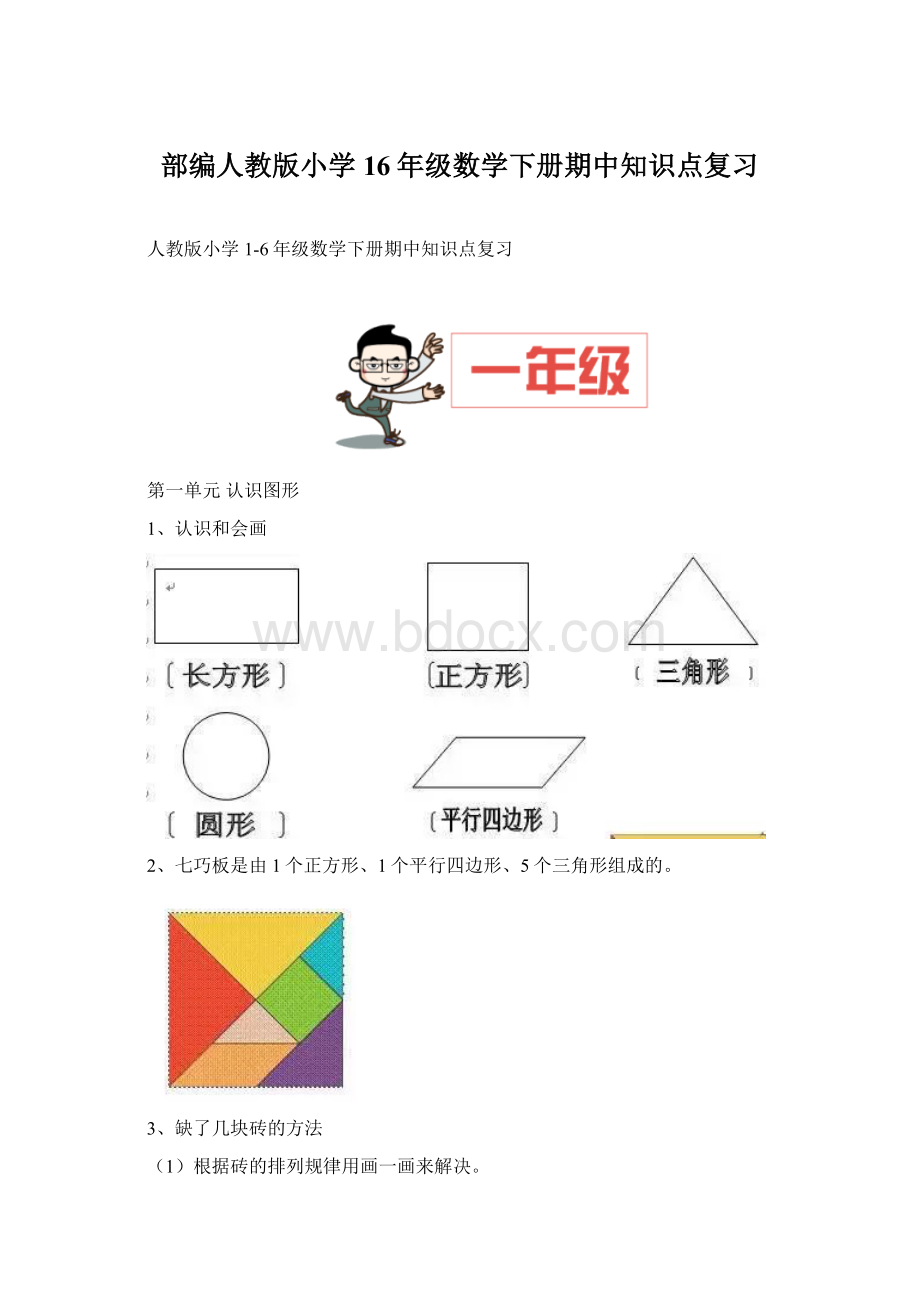 部编人教版小学16年级数学下册期中知识点复习.docx_第1页