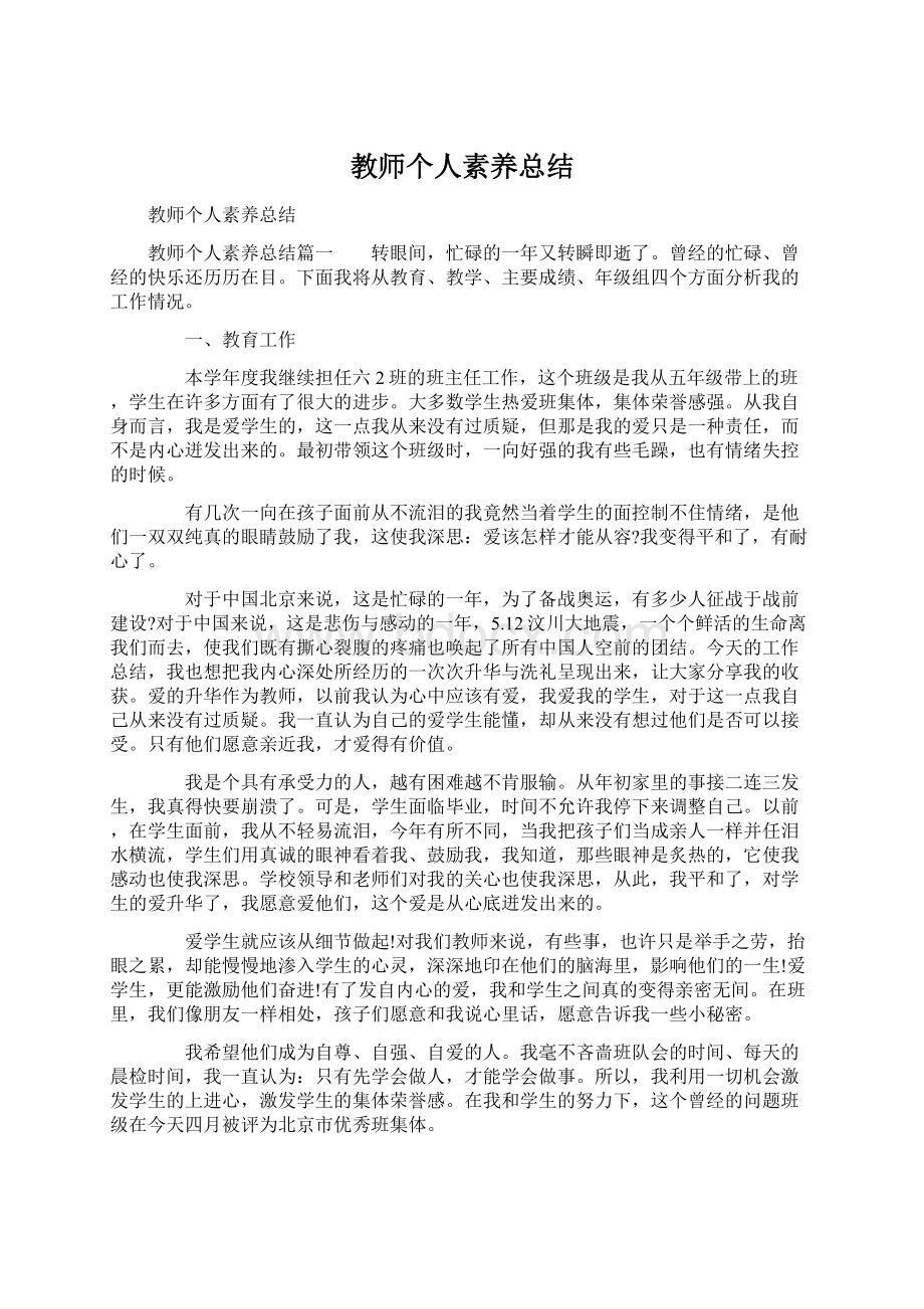 教师个人素养总结.docx