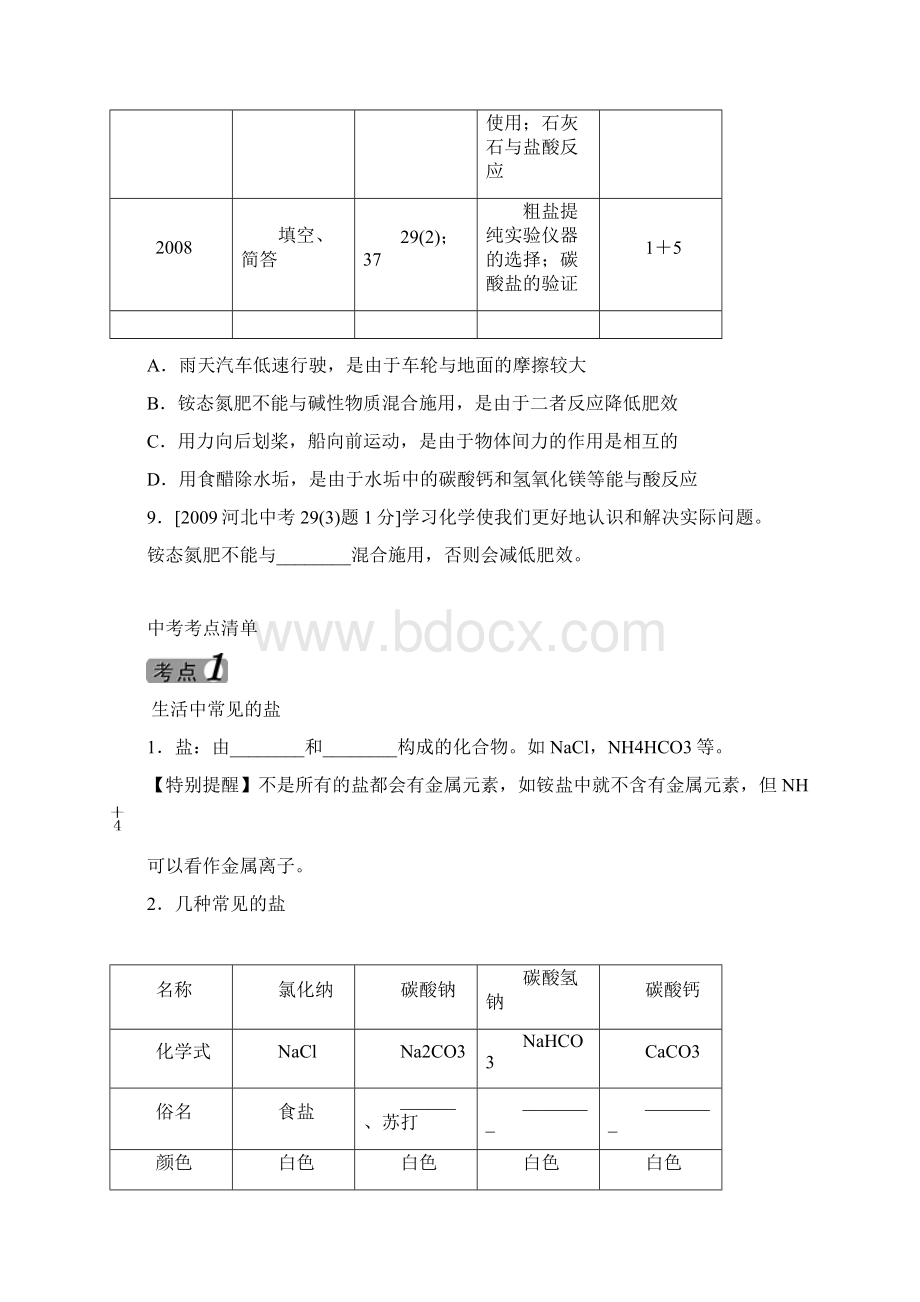 中考化学 教材知识梳理 模块一 身边的化学物质 课时9 盐 化肥.docx_第2页