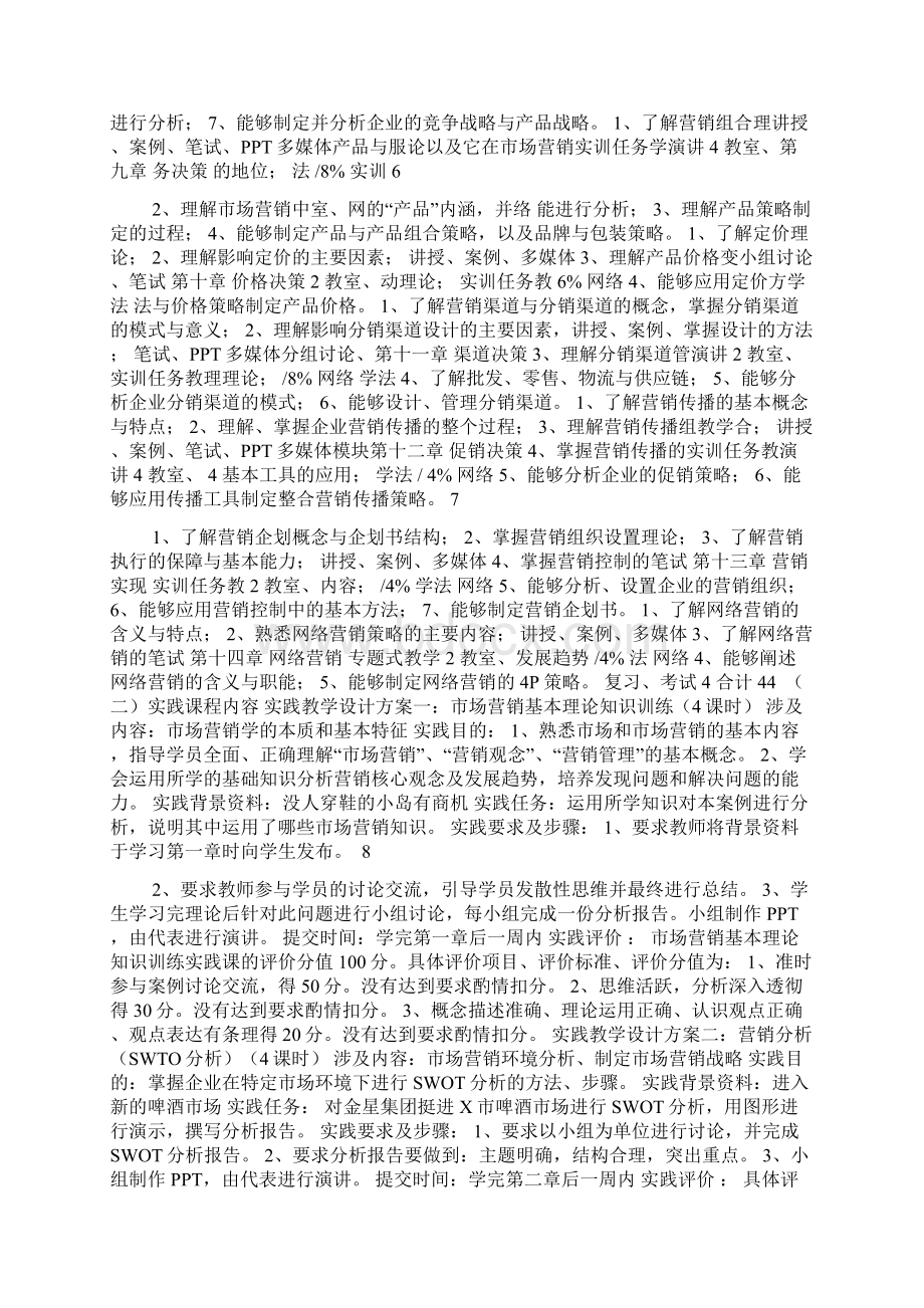 市场营销 升本 课程大纲理论 实践.docx_第3页