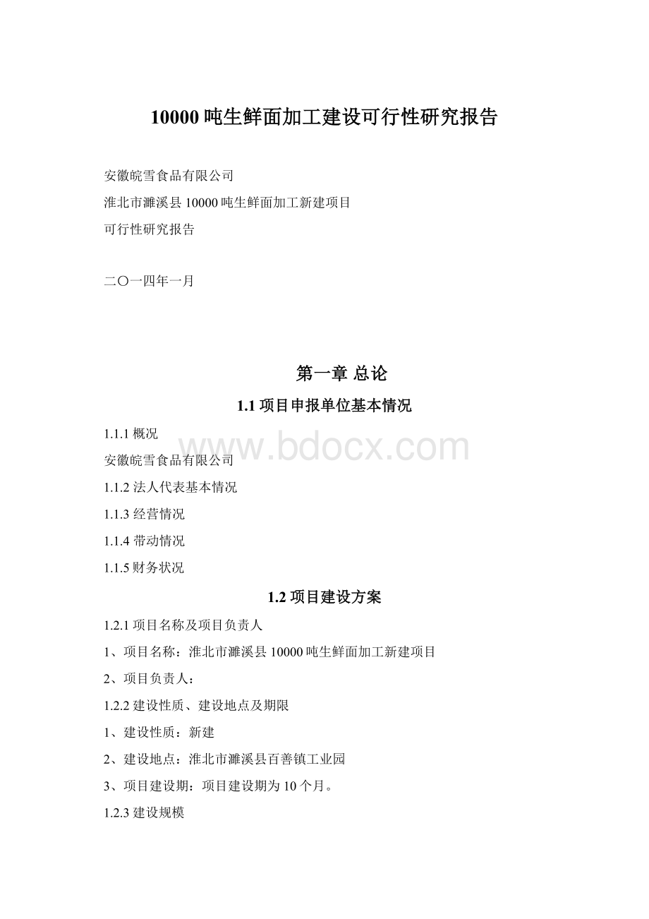 10000吨生鲜面加工建设可行性研究报告.docx