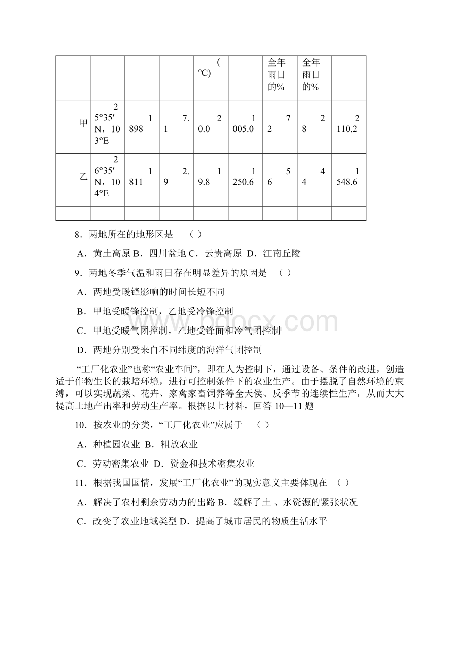 高考地理选择题精选百题.docx_第3页