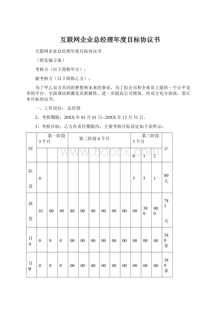 互联网企业总经理年度目标协议书.docx