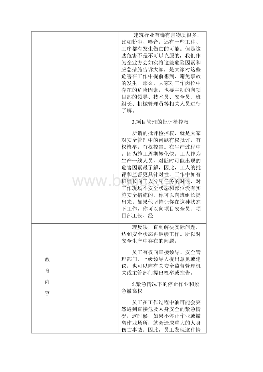 项目施工现场主要管理目标及其技术人员入场项目计划方案安全教学教育培养训练记录报告.docx_第3页