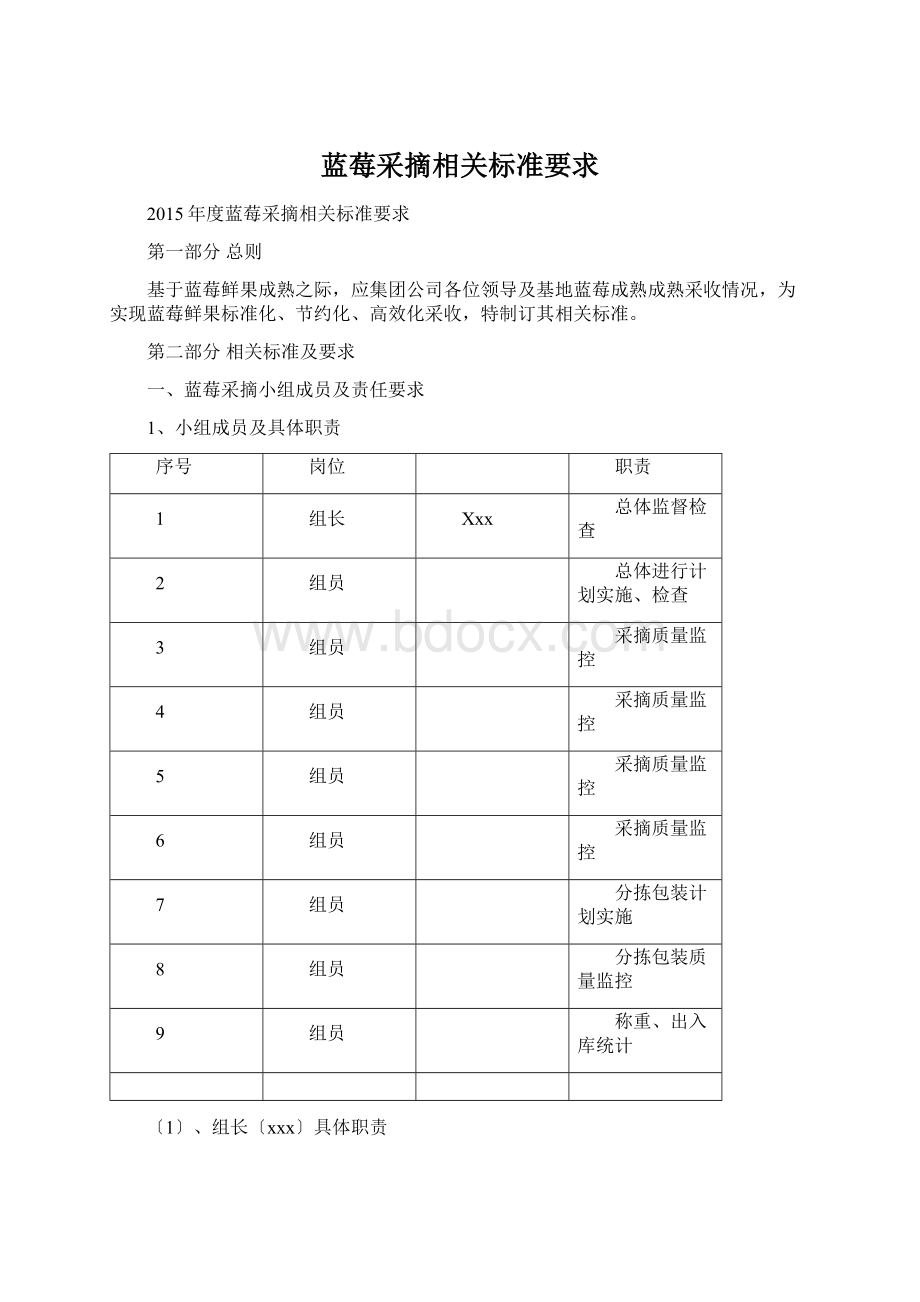 蓝莓采摘相关标准要求.docx