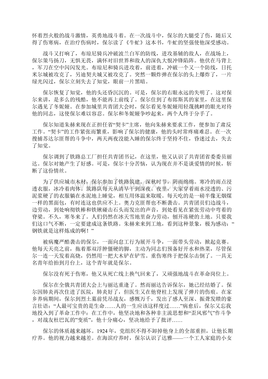 部编版语文八年级下册名著导读《钢铁是怎样炼成的》复习资料及试题.docx_第3页