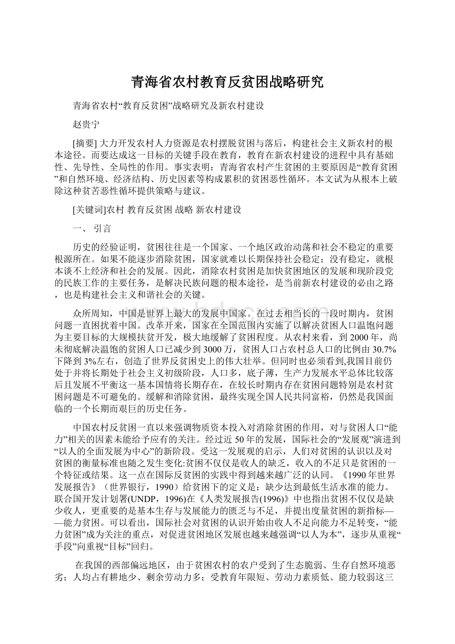 青海省农村教育反贫困战略研究.docx