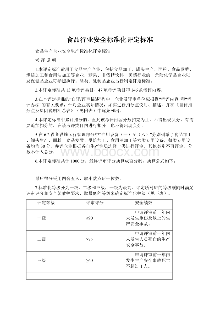 食品行业安全标准化评定标准.docx