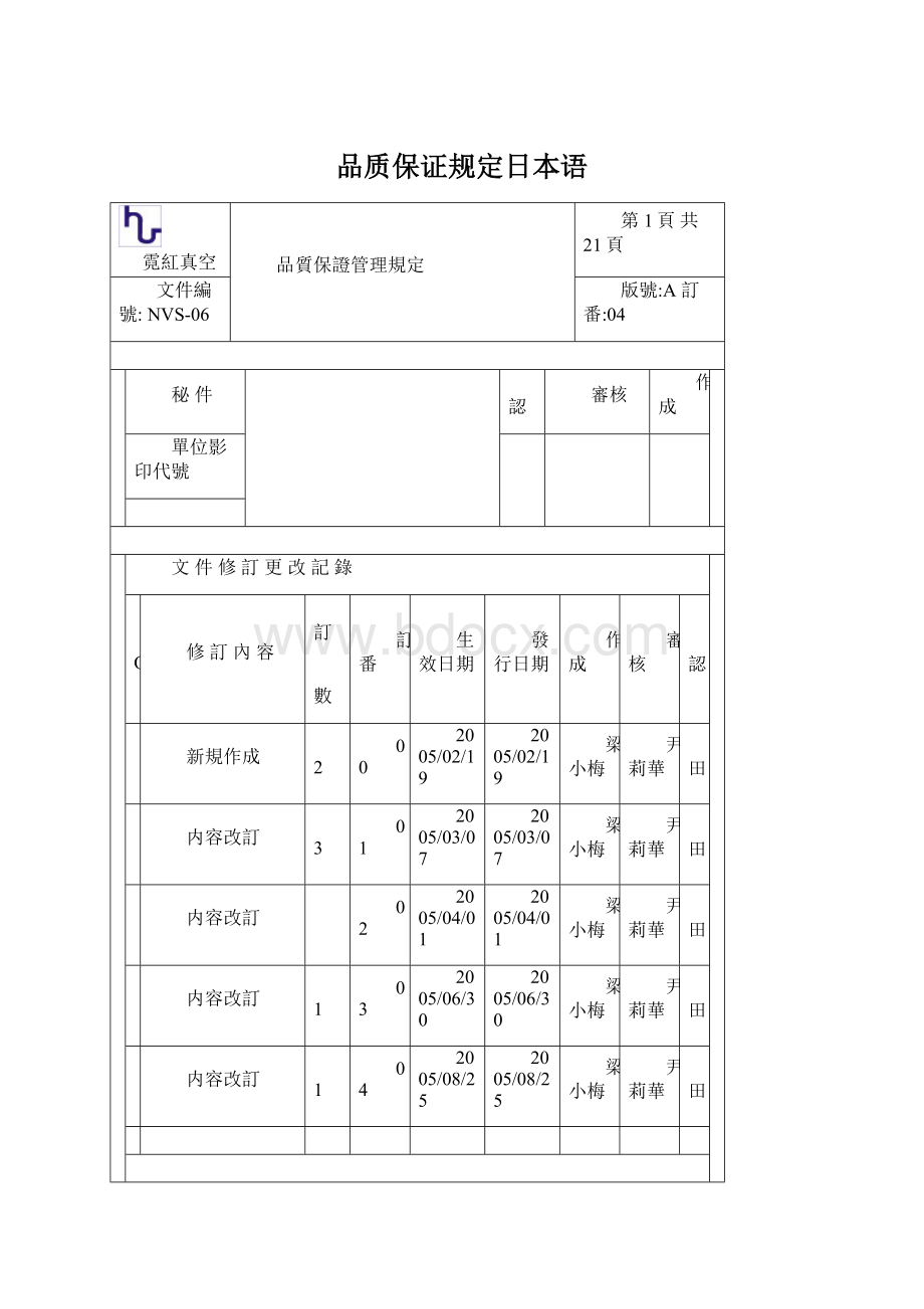 品质保证规定日本语.docx