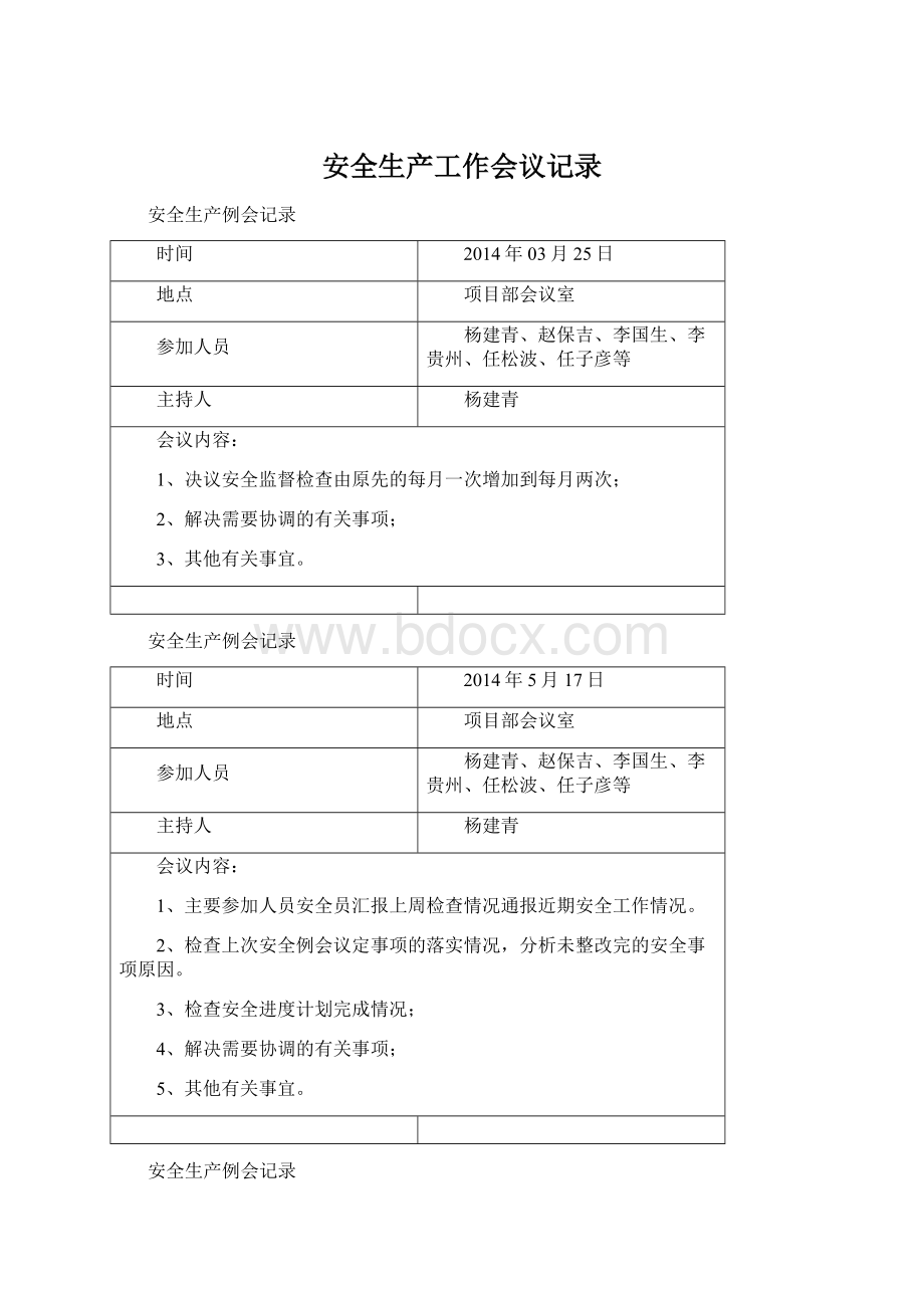 安全生产工作会议记录.docx_第1页