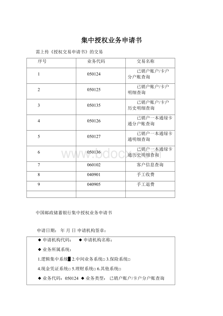 集中授权业务申请书.docx_第1页