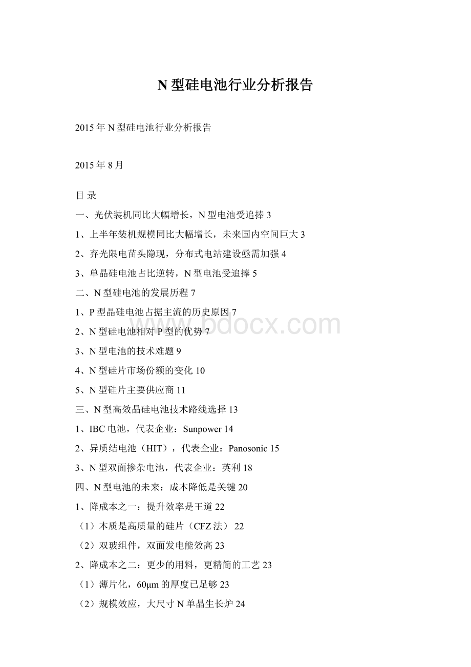 N型硅电池行业分析报告.docx