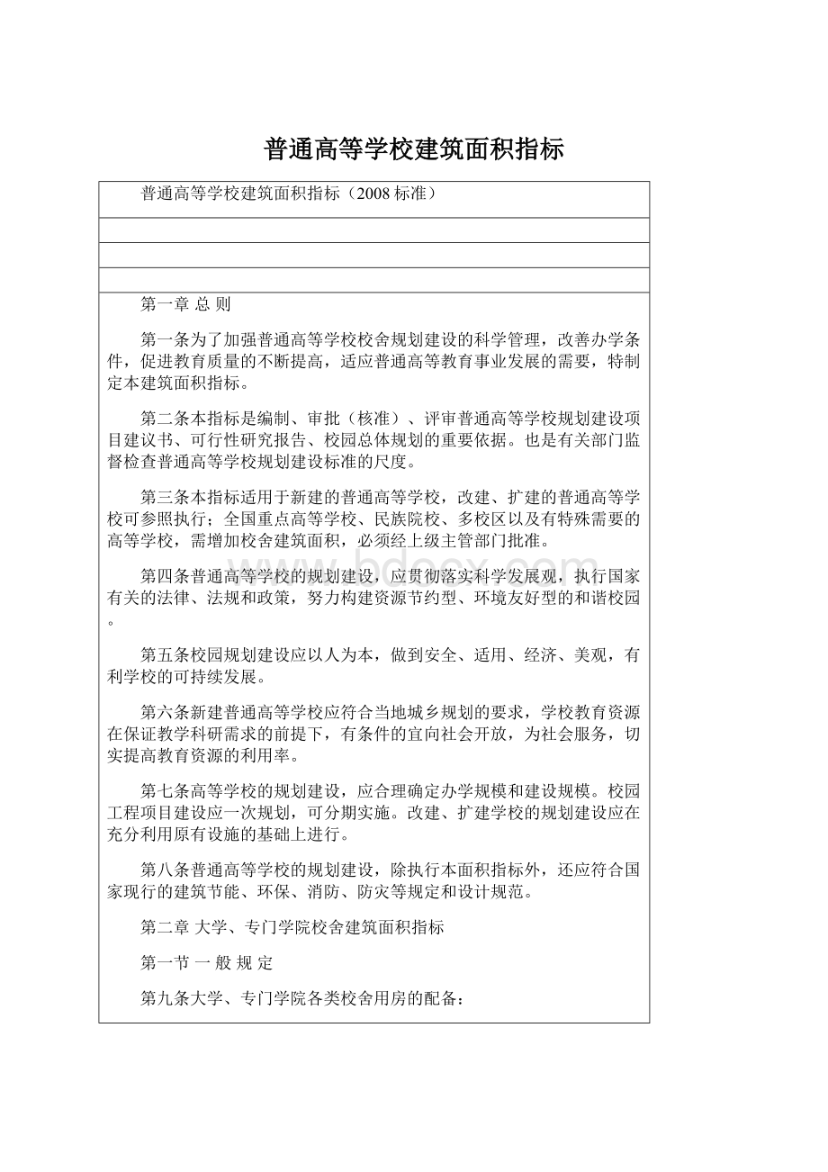 普通高等学校建筑面积指标.docx