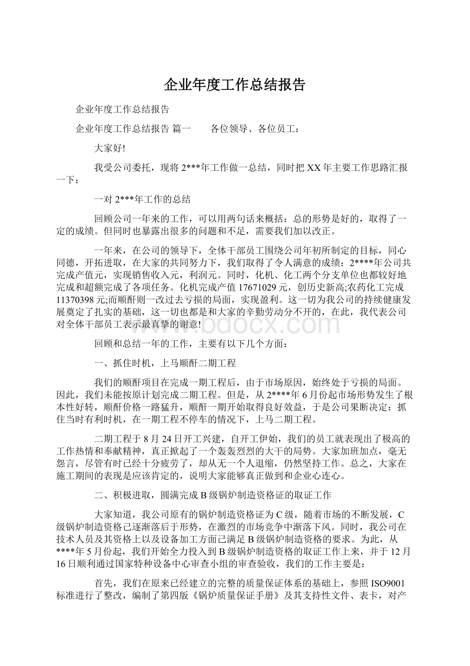 企业年度工作总结报告.docx_第1页