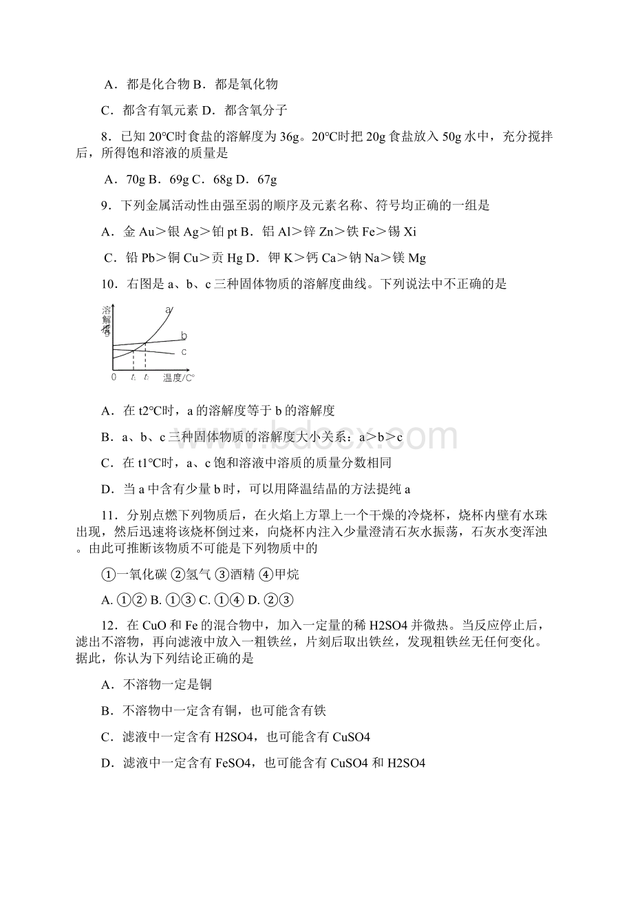 化学中考适应性测试及答案.docx_第2页