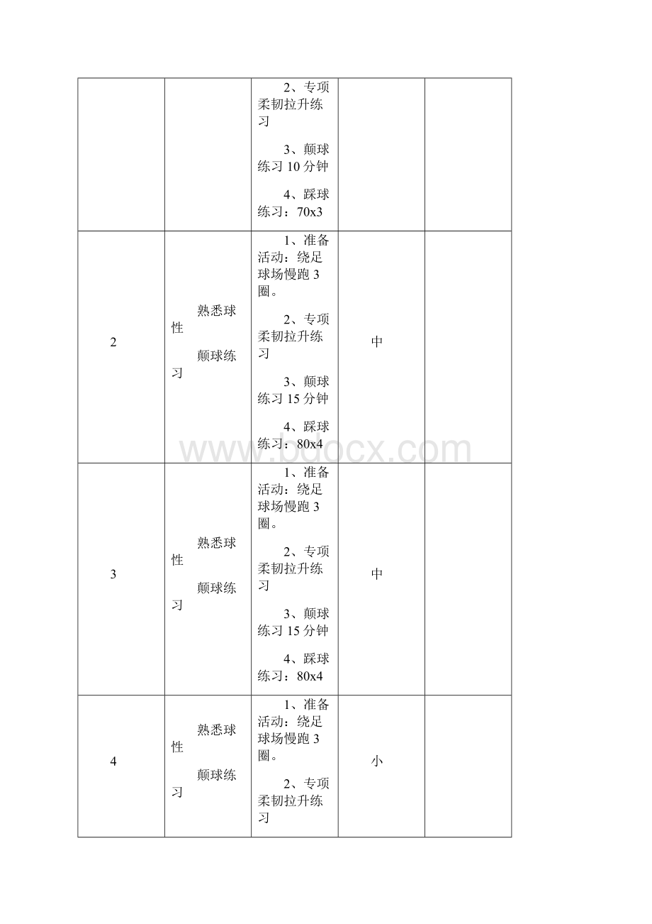 秦英小学足球训练周计划.docx_第2页