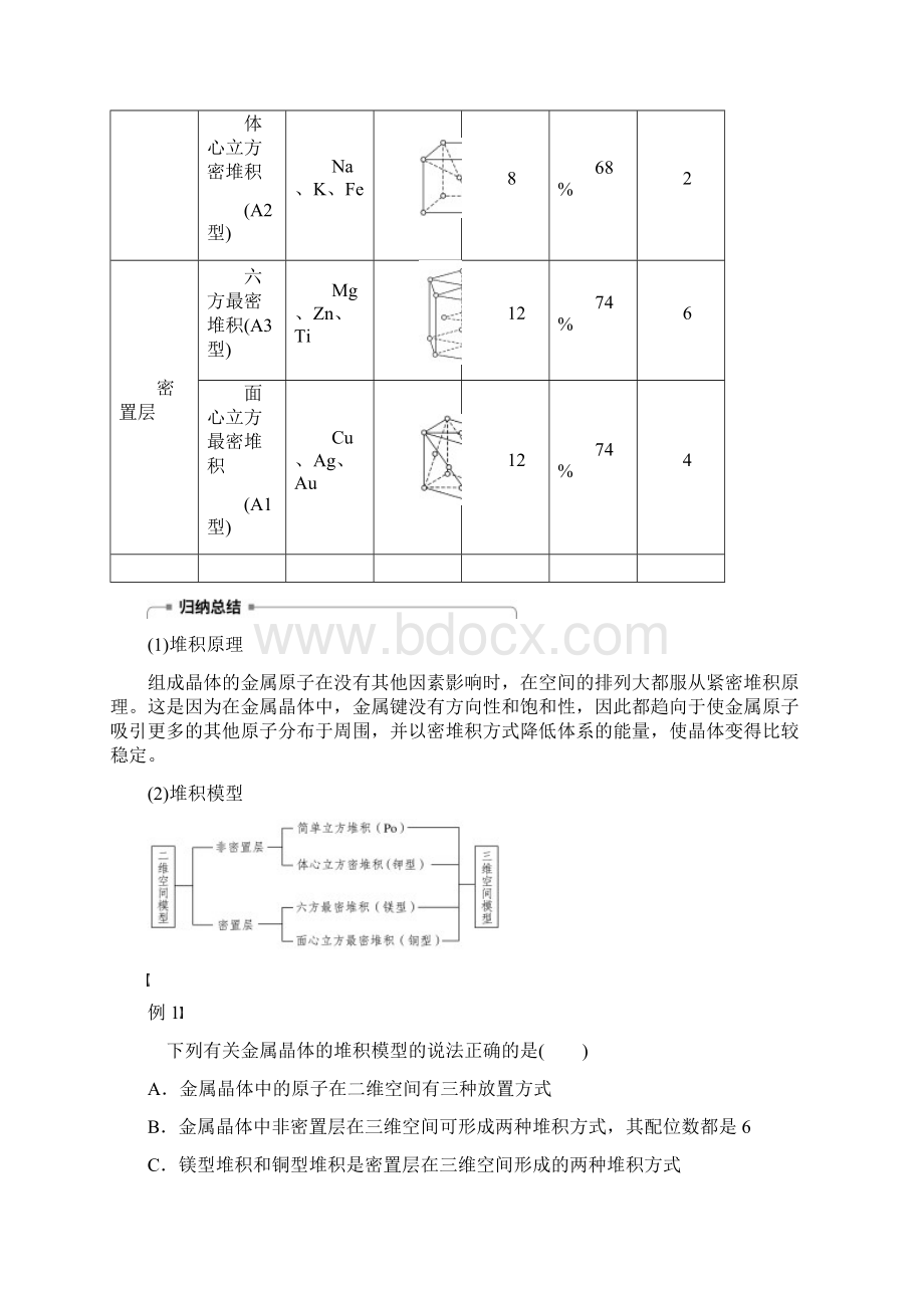 版高中化学 第3章 物质的聚集状态与物质性质 第2节 金属晶体与离子晶体 第1课时学案 鲁科版选修3.docx_第2页