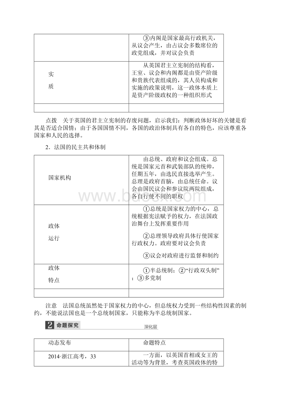 步步高高考政治大一轮复习教案选修三 国家和国际组织常识选修3 专题二doc.docx_第2页