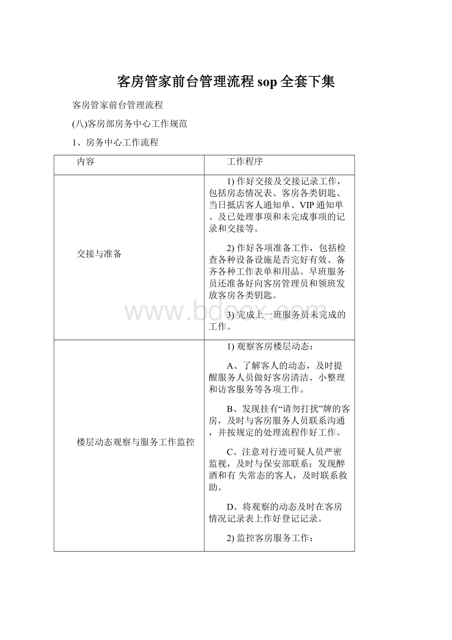 客房管家前台管理流程sop全套下集.docx