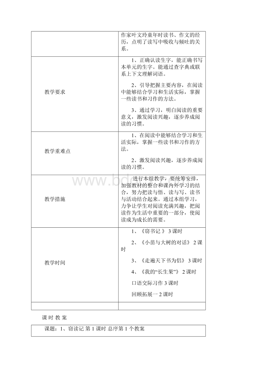 完整打印版小学五年级语文上册第一单元计划及表格式教案.docx_第2页