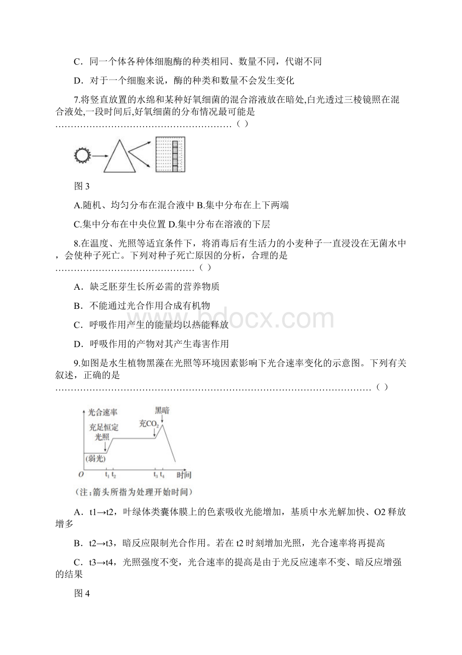 上海市黄浦区届高三上学期期终调研测试一模生物试题.docx_第3页