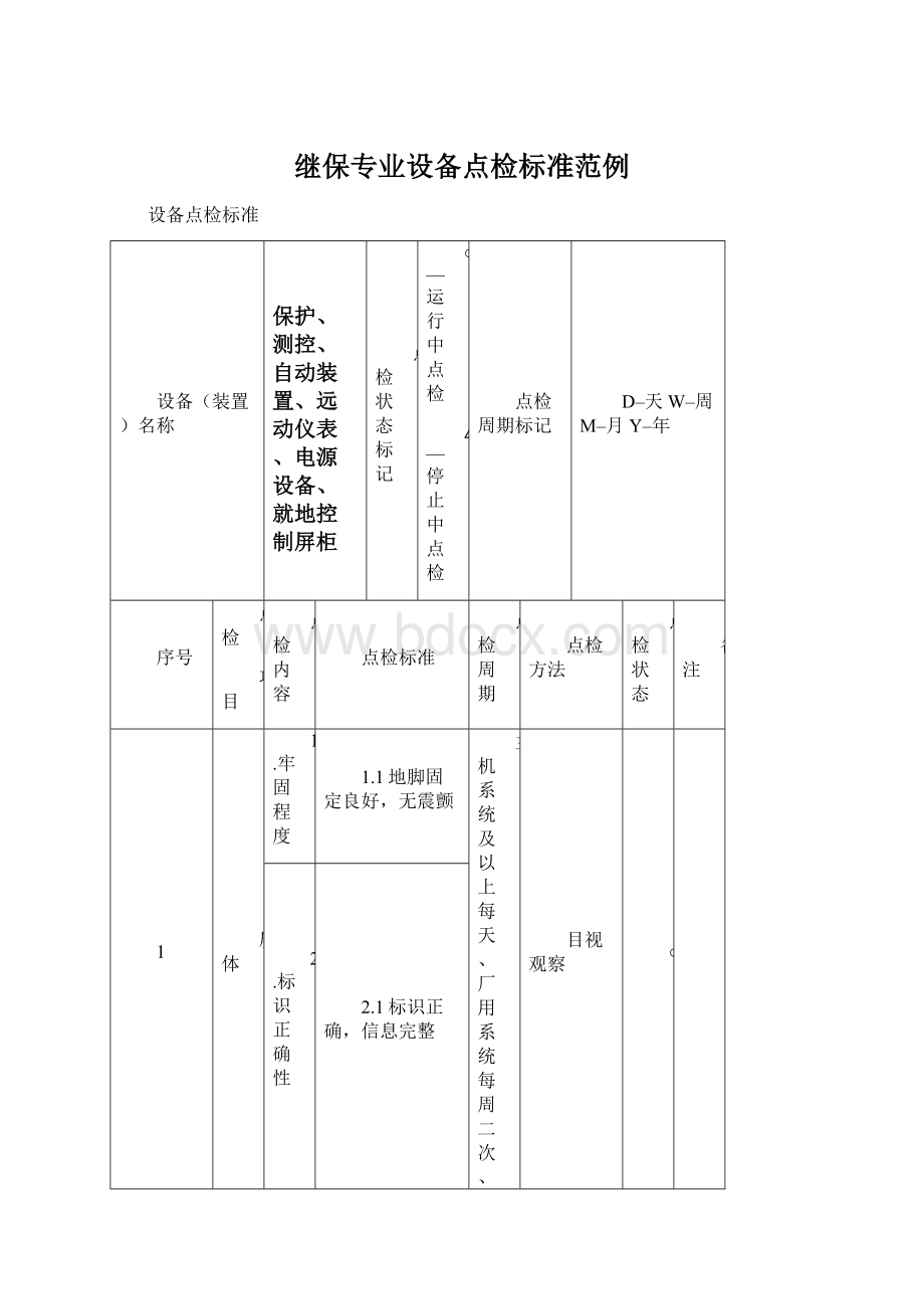 继保专业设备点检标准范例.docx