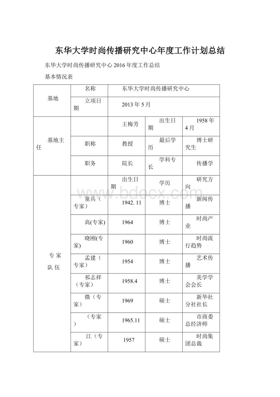 东华大学时尚传播研究中心年度工作计划总结.docx_第1页