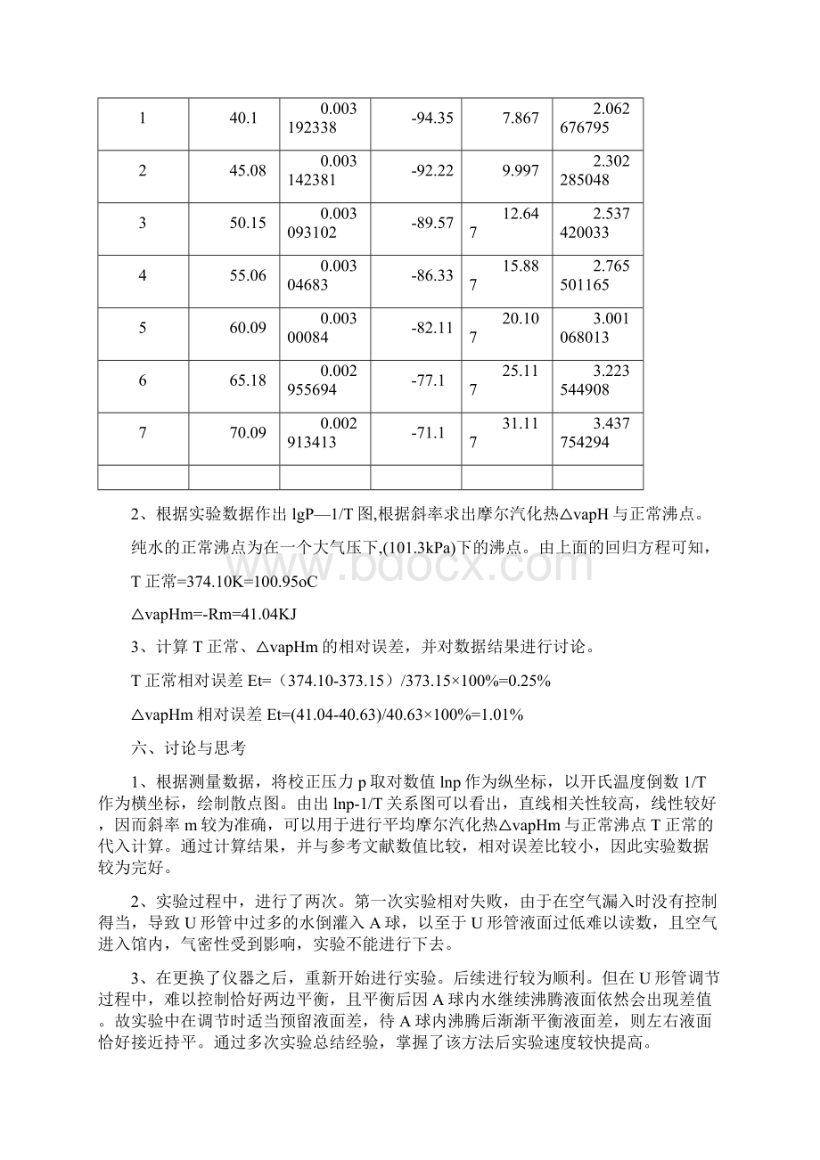 物化实验报告纯液体饱和蒸气压的测定.docx_第3页