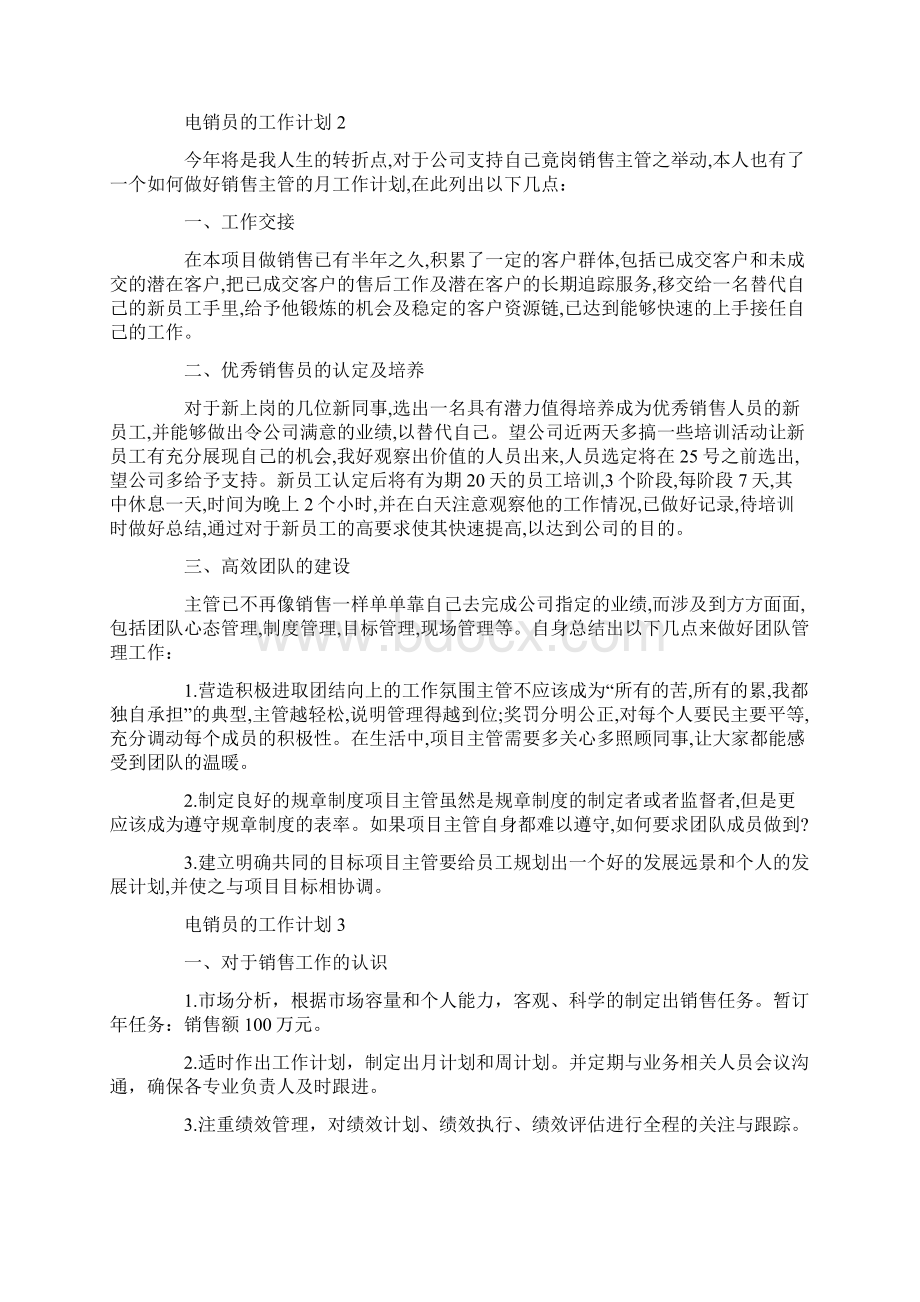 电销员的工作计划.docx_第2页