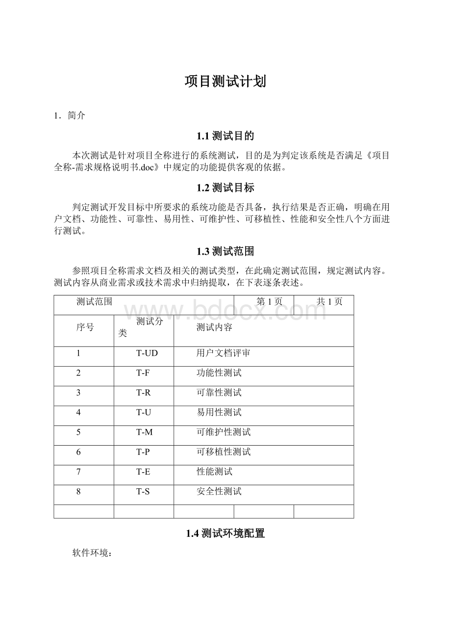 项目测试计划.docx