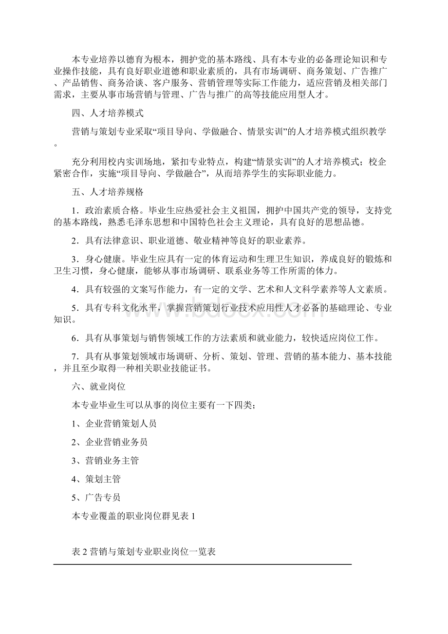 级营销与策划方向人才培养方案.docx_第2页