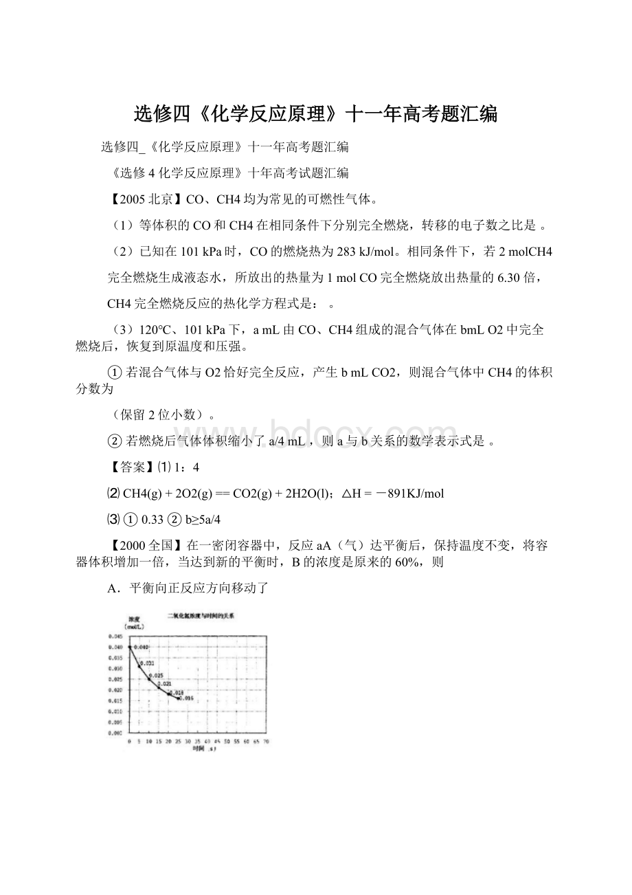 选修四《化学反应原理》十一年高考题汇编.docx_第1页