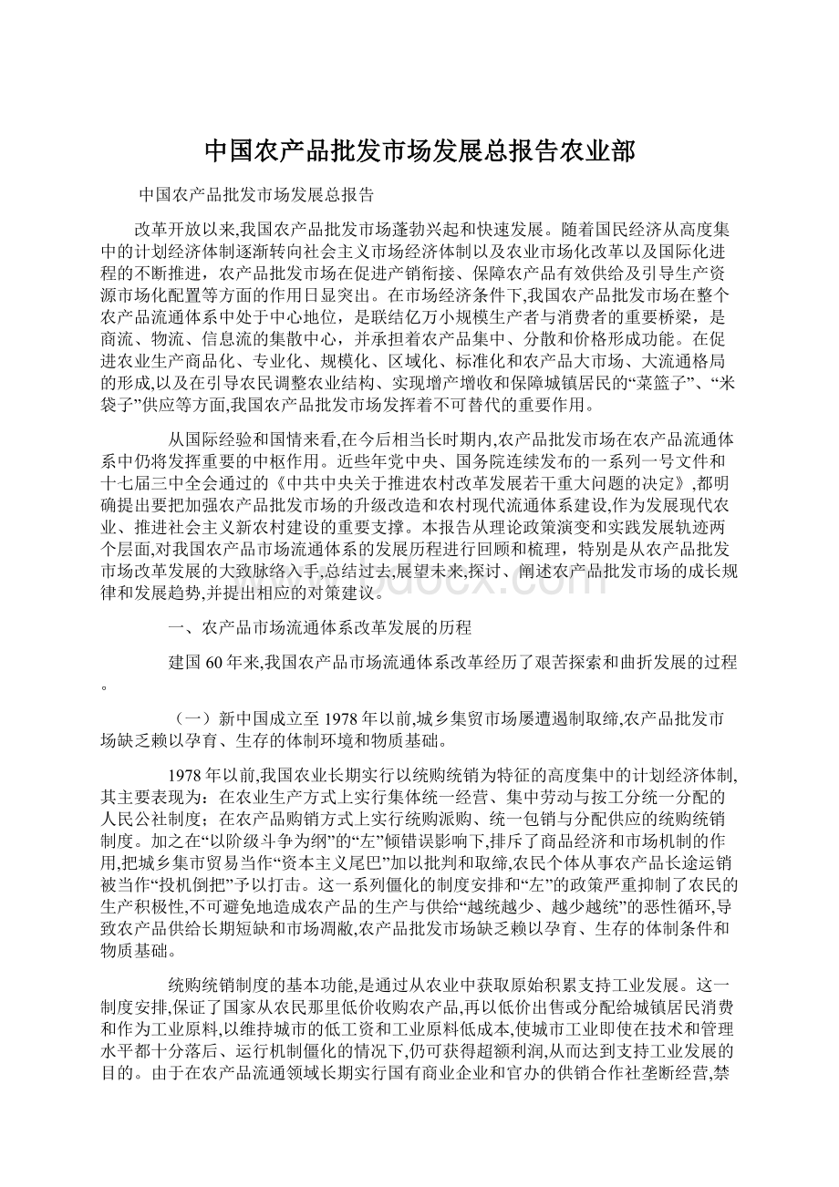 中国农产品批发市场发展总报告农业部.docx_第1页