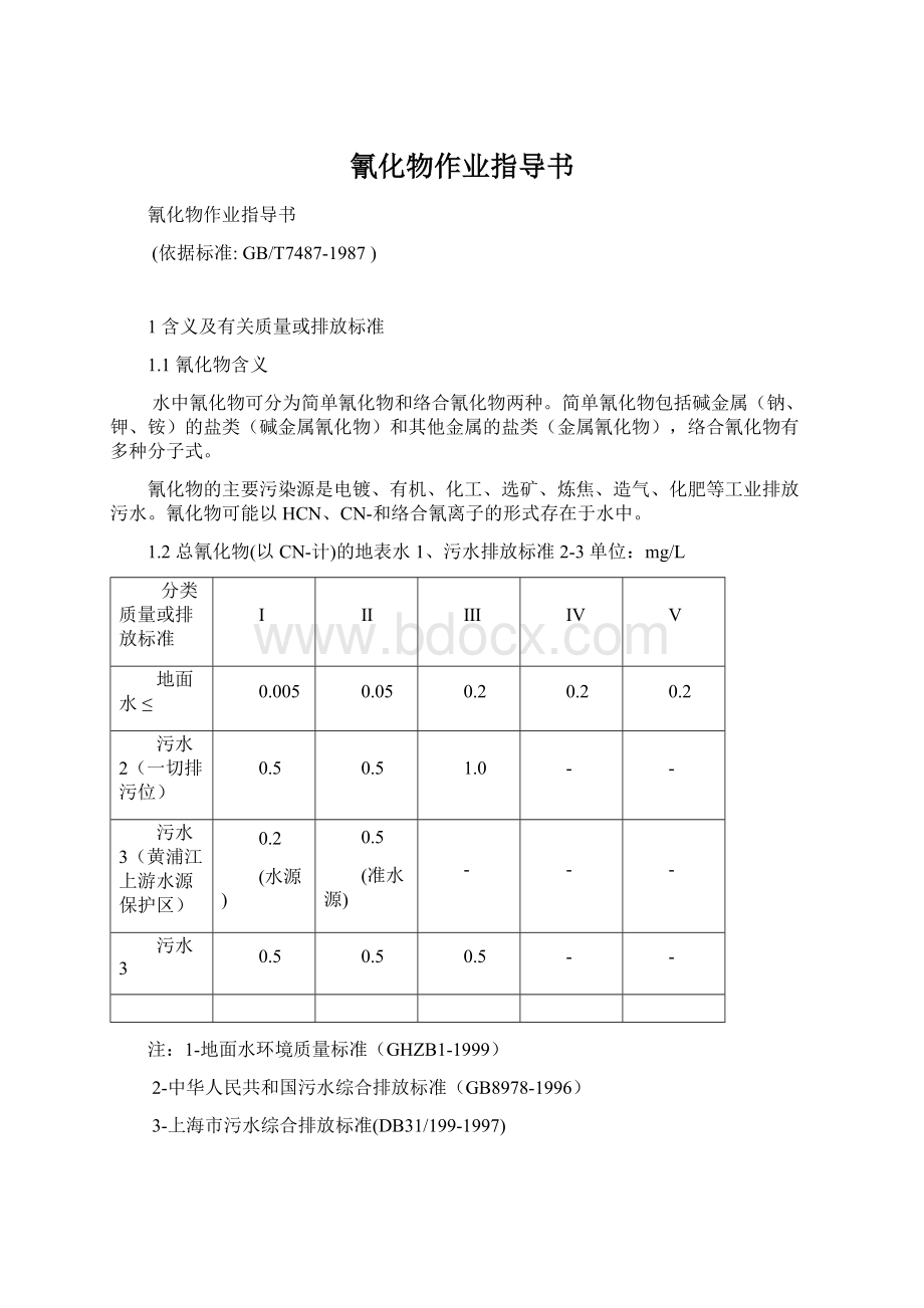 氰化物作业指导书.docx