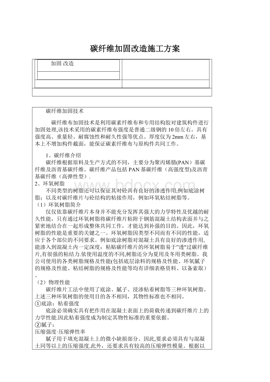 碳纤维加固改造施工方案.docx_第1页