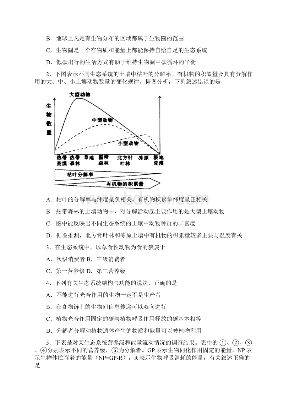 学年高中生物必修3第五单元生态系统及其稳定性训练卷 二 学生版.docx_第2页