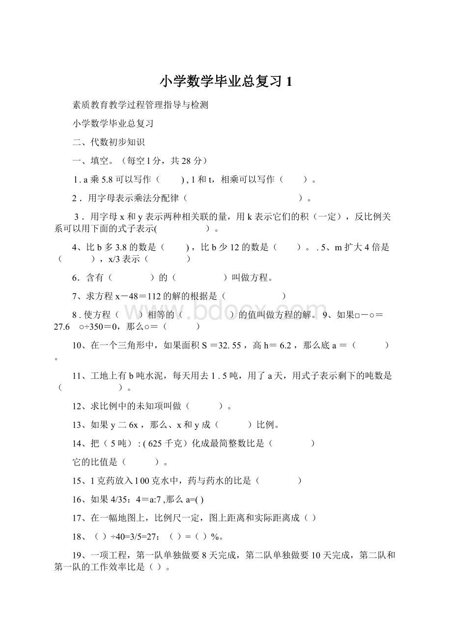 小学数学毕业总复习1.docx