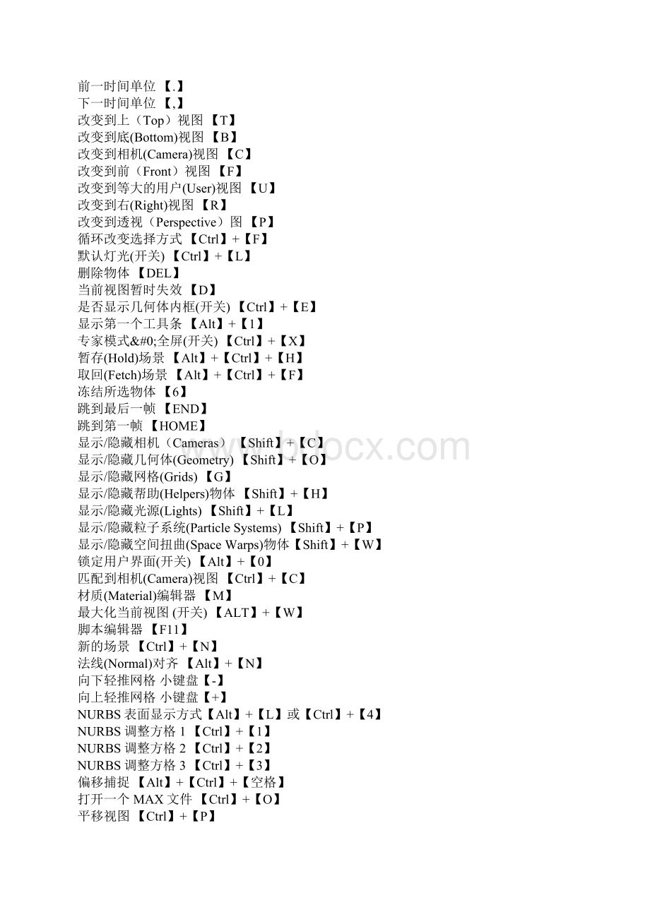 3dmax9快捷键文档.docx_第3页