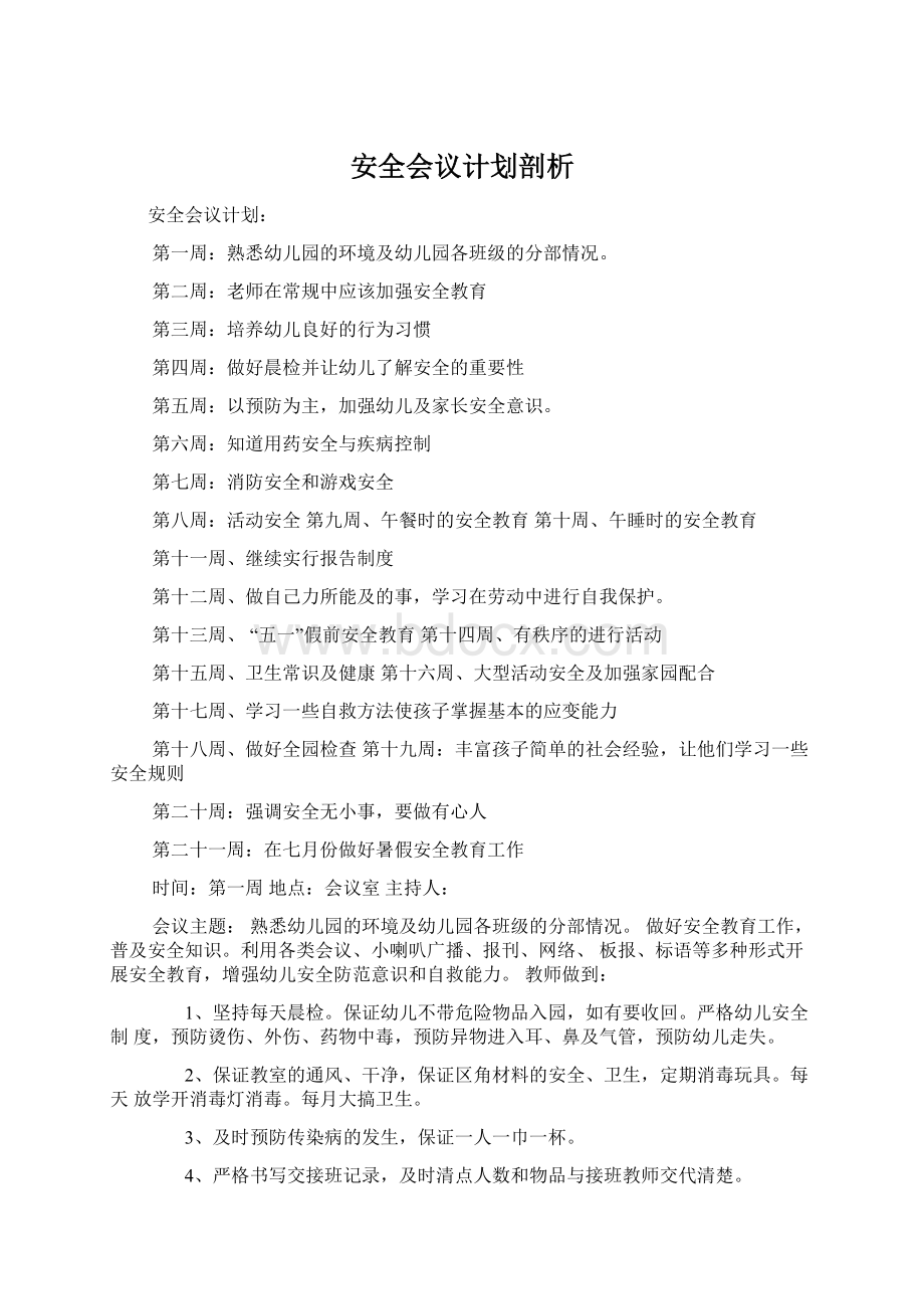 安全会议计划剖析.docx