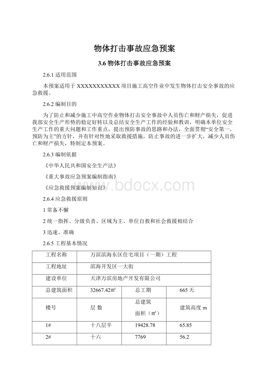 物体打击事故应急预案.docx