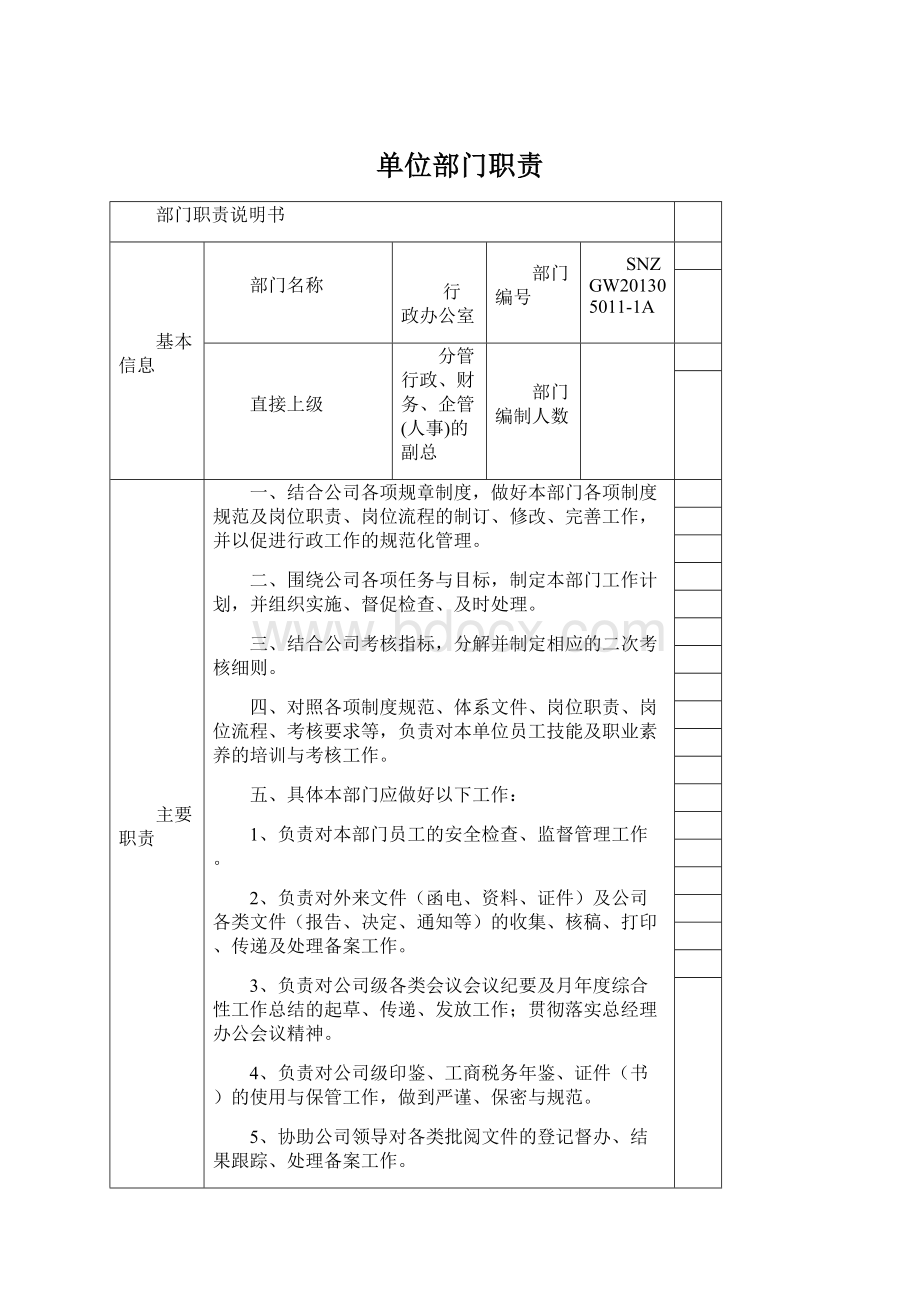 单位部门职责.docx_第1页