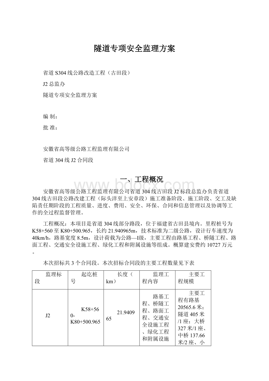 隧道专项安全监理方案.docx_第1页