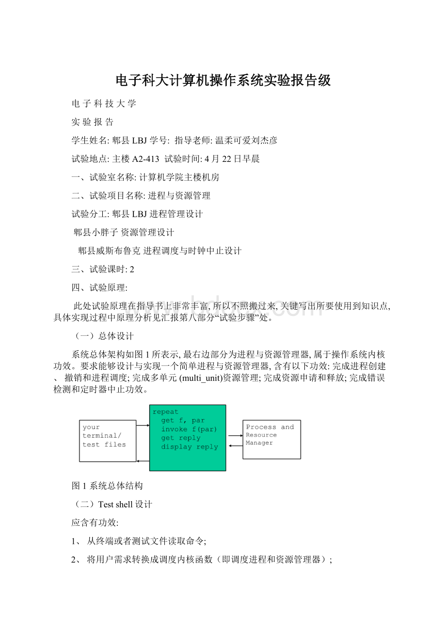 电子科大计算机操作系统实验报告级.docx_第1页