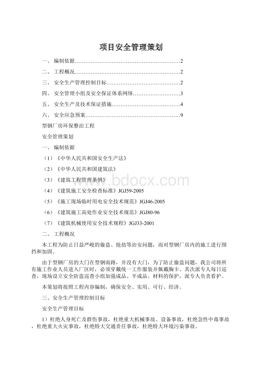 项目安全管理策划.docx_第1页